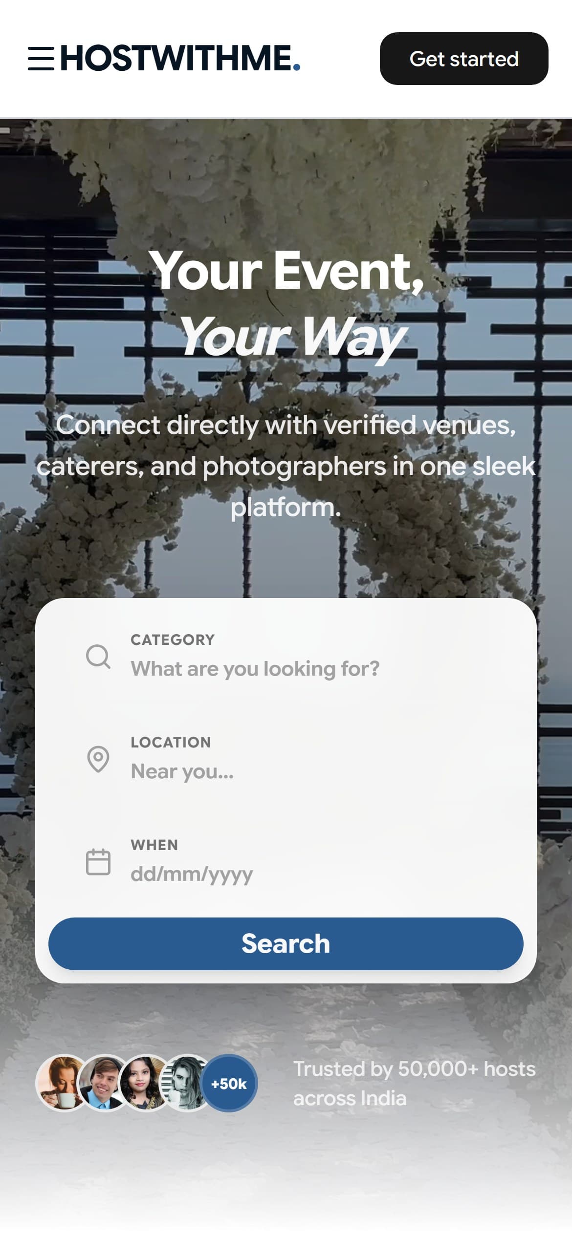 Host With Me live site on a phone