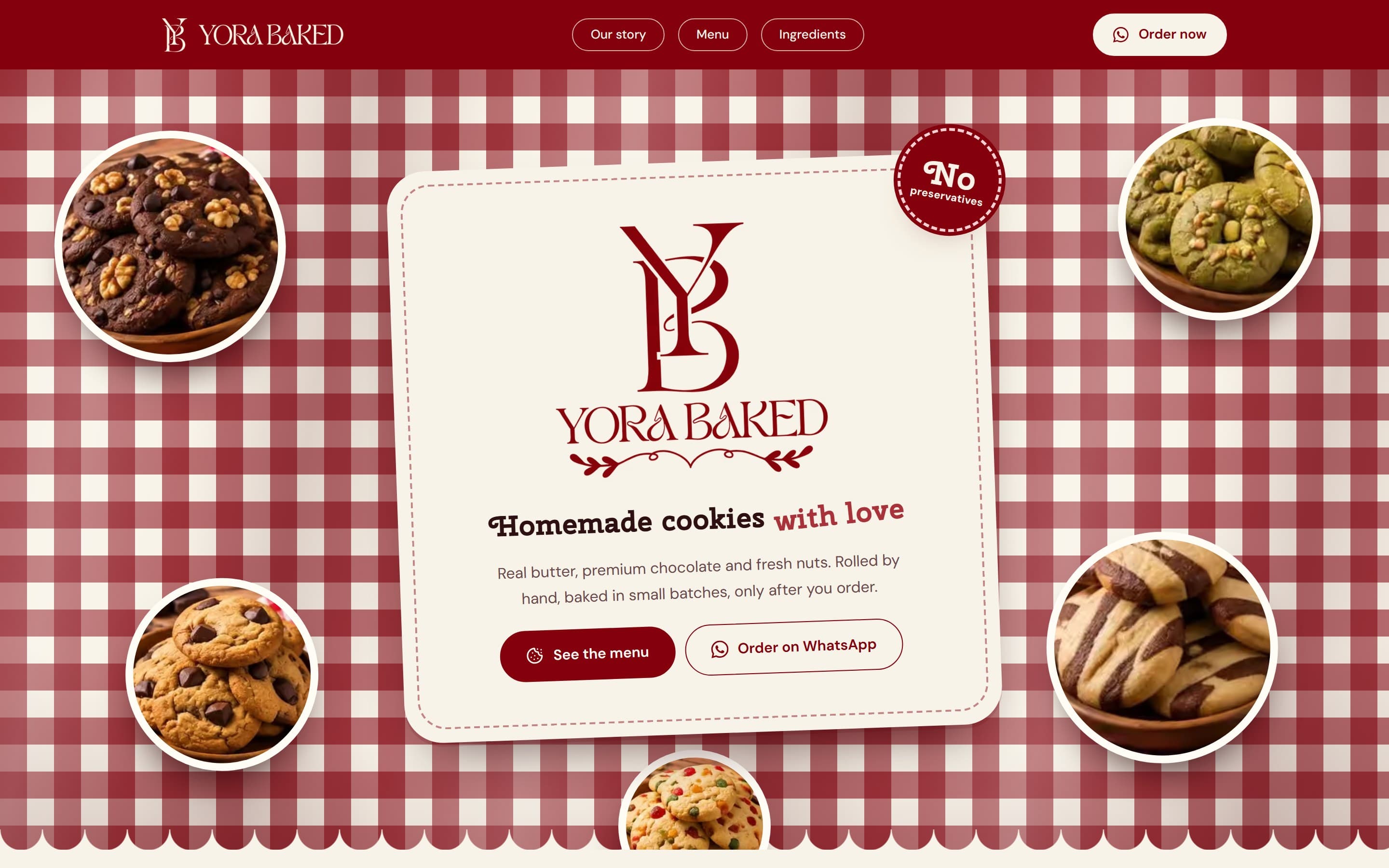 Yora Baked live site on desktop