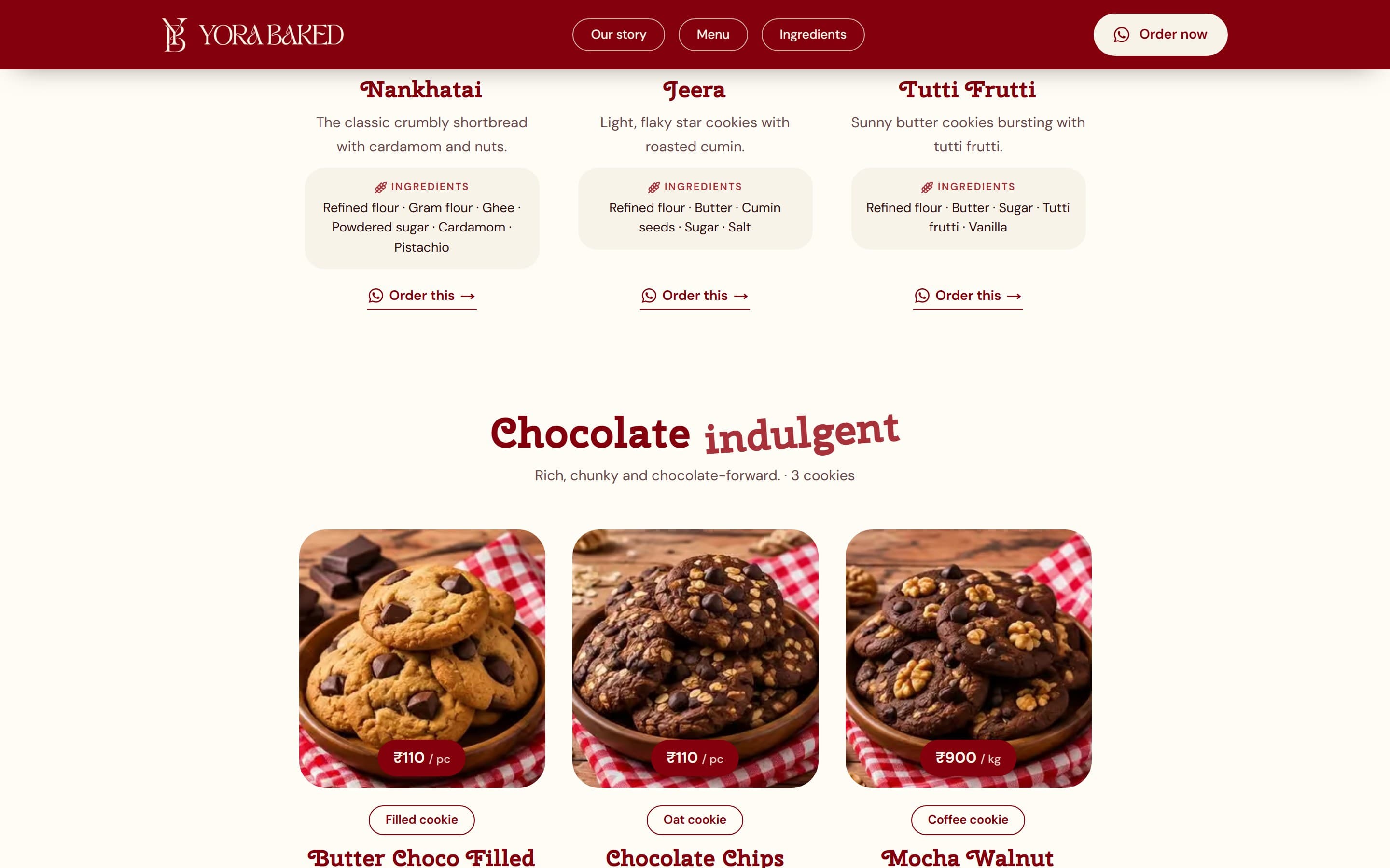 Yora Baked: screen 4 of the live site